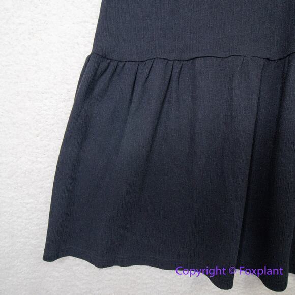 New! Eloquii cotton‎ blend black texture v neck flounce hem dress, 14/16 - Picture 9 of 14